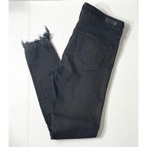 AG Adriano Goldschmied The Farrah Skinny Ankle Size 29 Black Raw Hem‎ Moto Rock
